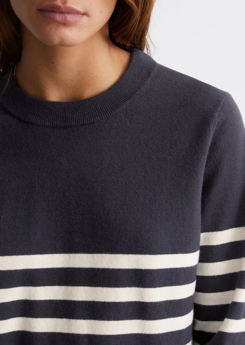 Striped knitted sweater regular — Dark Blue