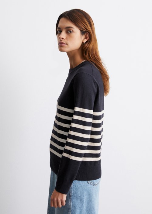 Striped knitted sweater regular — Dark Blue