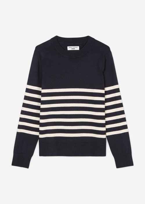Striped knitted sweater regular — Dark Blue