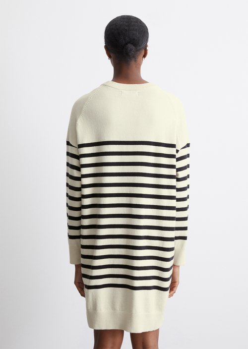 Relaxed striped knit dress — Offwhite