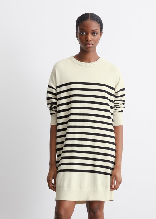 Relaxed striped knit dress — Offwhite