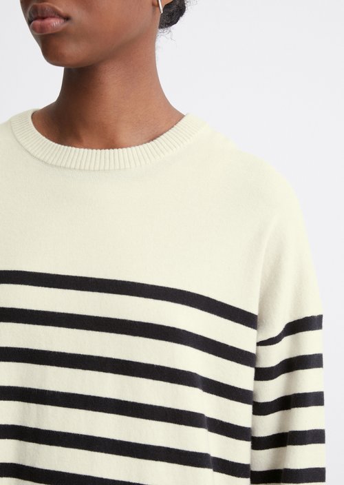 Relaxed striped knit dress — Offwhite