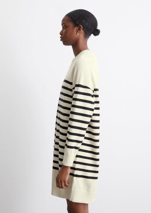 Relaxed striped knit dress — Offwhite
