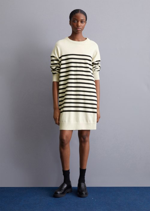 Relaxed striped knit dress — Offwhite