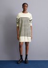 Marc O'Polo Gestreiftes Strickkleid relaxed, Damen, weiss, Gr. l, 58% Baumwolle, 25% Polyamid, 17% Polyester