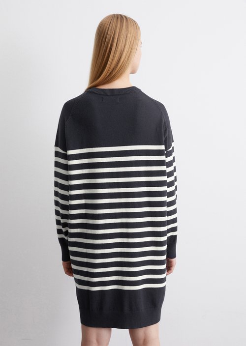 Relaxed striped knit dress — Dark Blue