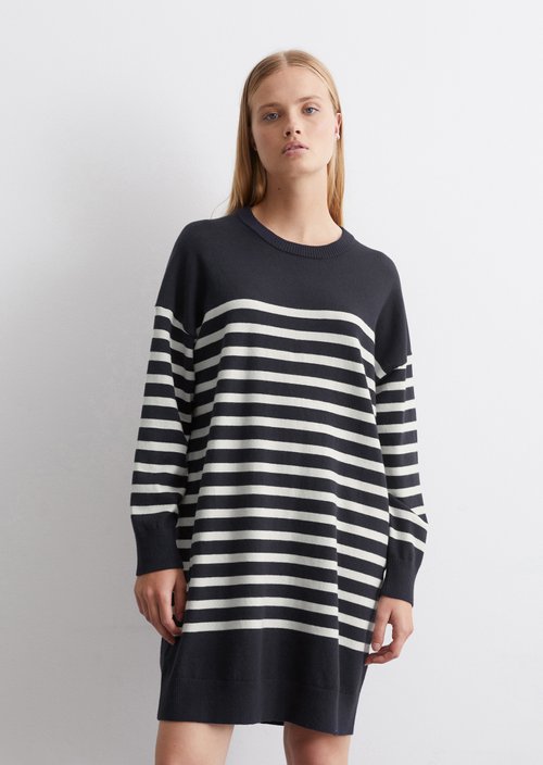 Relaxed striped knit dress — Dark Blue