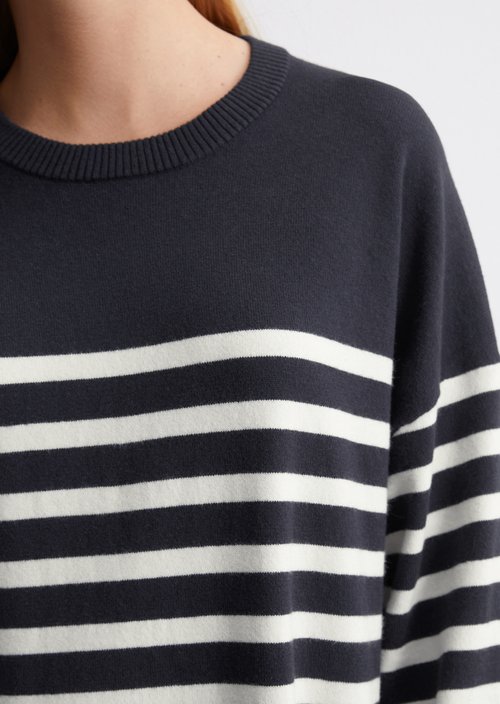 Relaxed striped knit dress — Dark Blue