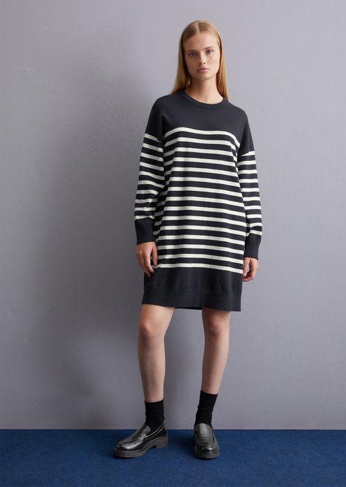 Relaxed striped knit dress — Dark Blue