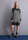 Marc O'Polo Gestreiftes Strickkleid relaxed, Damen, blau, Gr. xl, 58% Baumwolle, 25% Polyamid, 17% Polyester