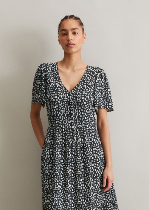 Dress with elastic waist flared — multi