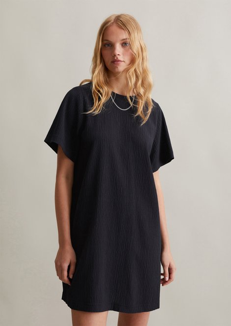 Marc O'Polo Relaxte gerimpelde jurk, Dames, blauw, M, 56% Katoen, 43% Viscose, 1% Elasthaan