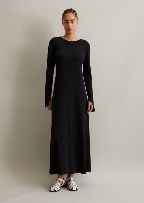 Flared jersey dress — Black