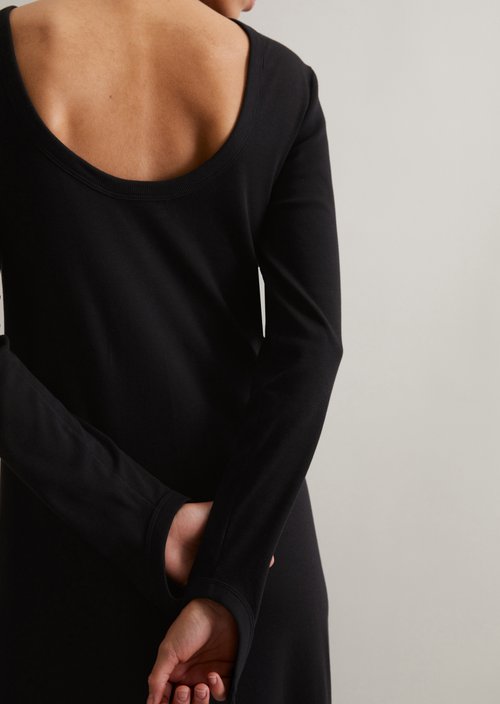 Flared jersey dress — Black