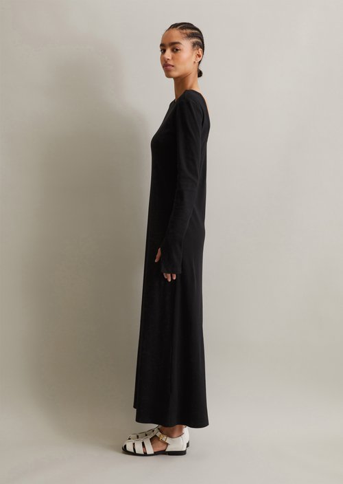 Flared jersey dress — Black