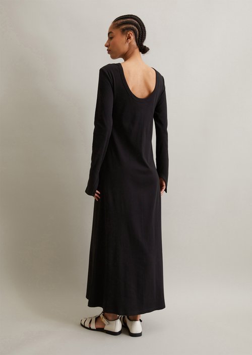 Flared jersey dress — Black