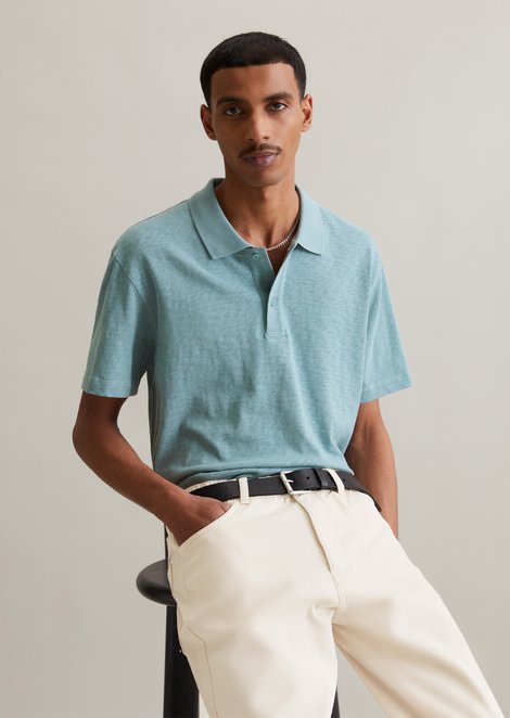 Marc O'Polo DfC poloshirt slub jersey regular, Heren, blauw, Xl, 100% Katoen