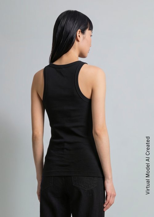 Ribbed tank top slim — Black