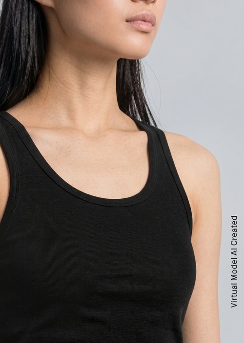 Ribbed tank top slim — Black