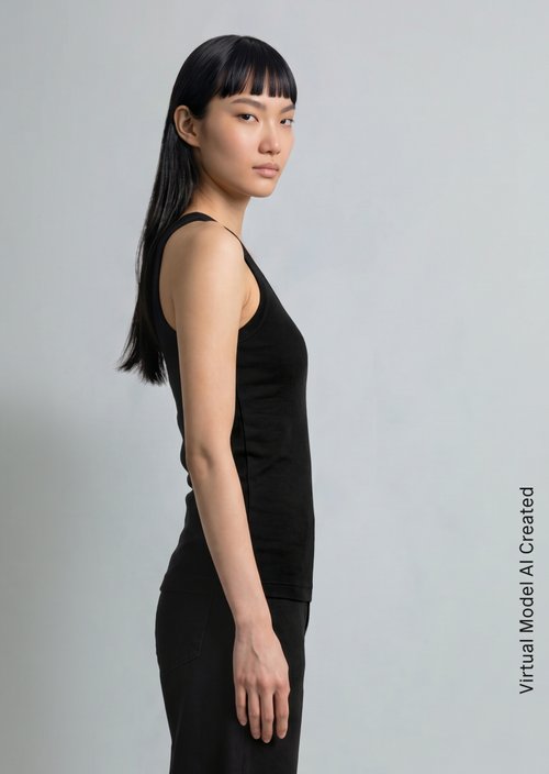 Ribbed tank top slim — Black