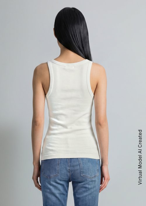 Ribbed tank top slim — Silky White