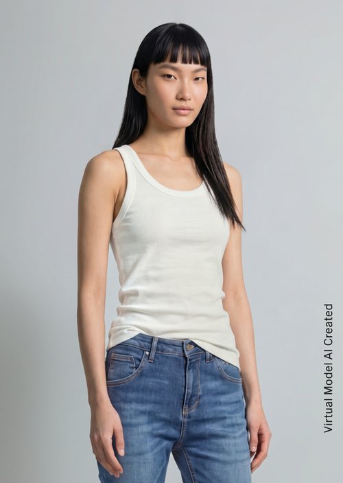 Ribbed tank top slim — Silky White