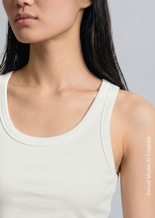 Ribbed tank top slim — Silky White
