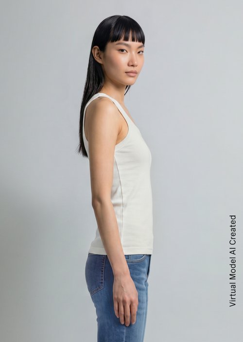 Ribbed tank top slim — Silky White