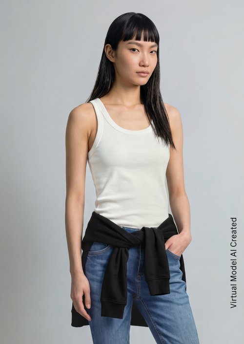 Ribbed tank top slim — Silky White