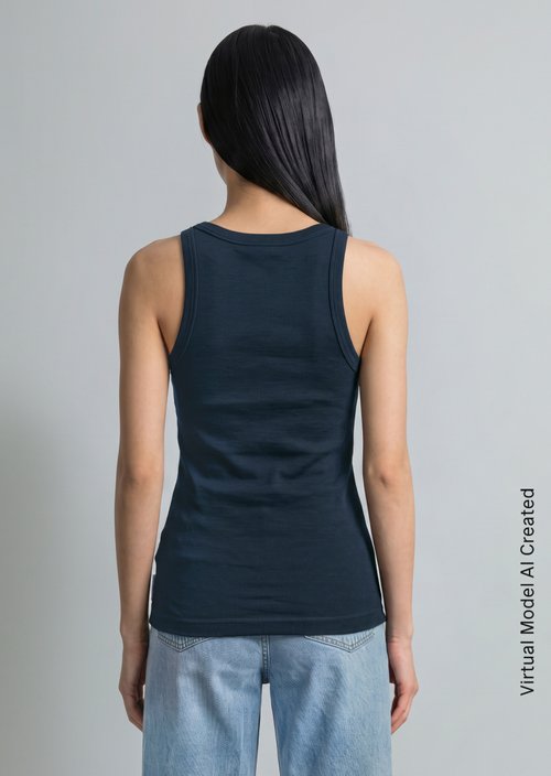 Ribbed tank top slim — Navy Teal