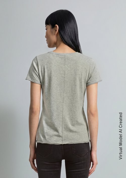 V-neck T-shirt, regular fit — Stone Melange