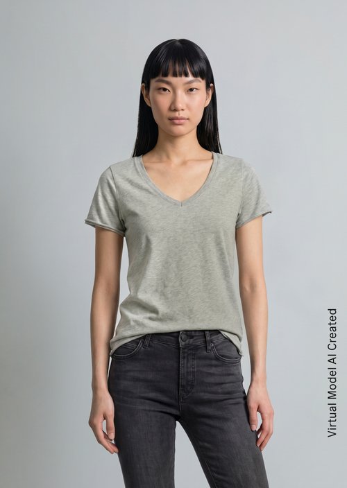 V-neck T-shirt, regular fit — Stone Melange