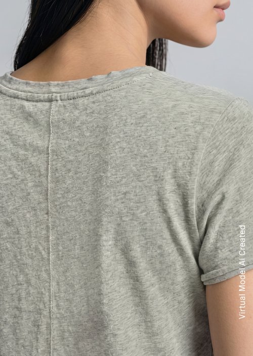 V-neck T-shirt, regular fit — Stone Melange