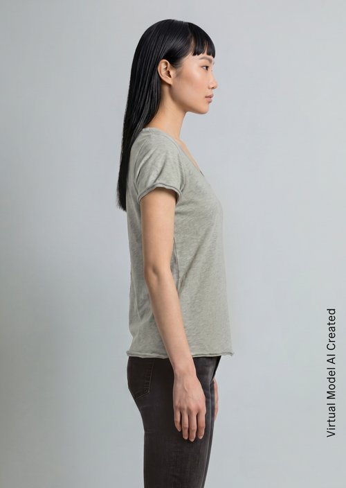 V-neck T-shirt, regular fit — Stone Melange