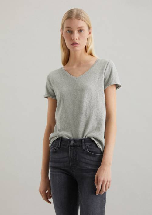 V-Neck-T-Shirt regular Stone Melange in Frontalansicht