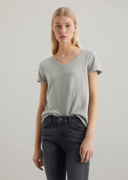 Marc O'Polo T-shirt met V-hals regular, Dames, grijs, Xxs, 100% Katoen