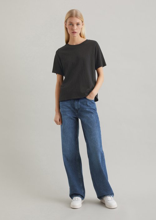 Loose slub jersey T-shirt — Black