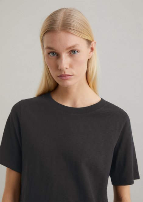 Marc O'Polo Slub jersey T-shirt los, Dames, zwart, Xxl, 100% Katoen