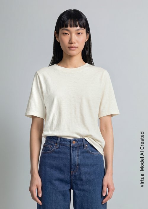 Loose slub jersey T-shirt — Silky White