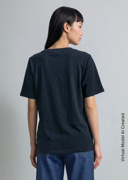 Loose slub jersey T-shirt — Navy Teal