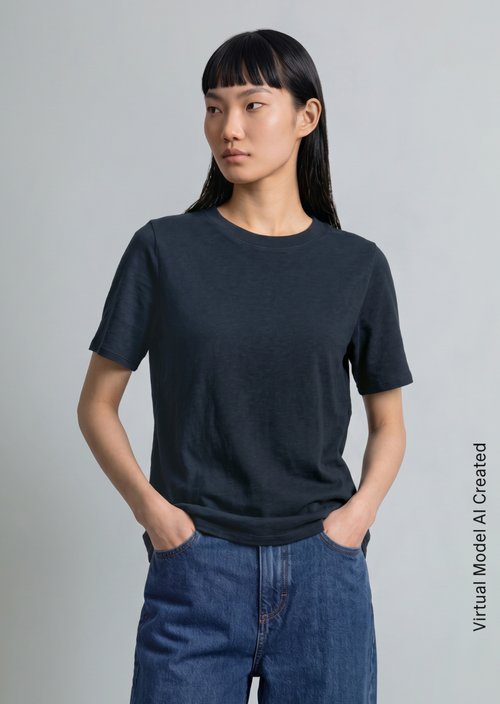 Loose slub jersey T-shirt — Navy Teal