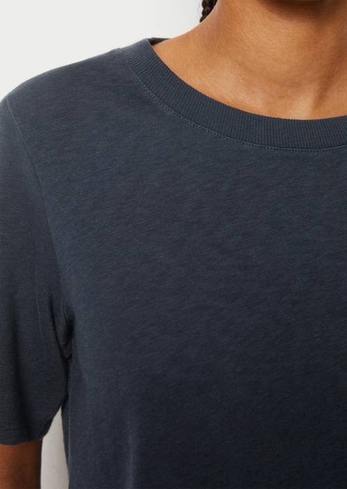 Volné tričko Slub jersey Navy Teal v detailním pohledu