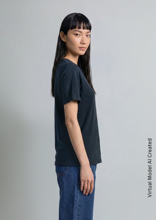 Loose slub jersey T-shirt — Navy Teal