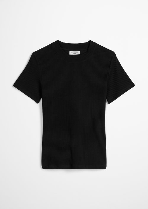 Ribbed jersey T-shirt slim — Black