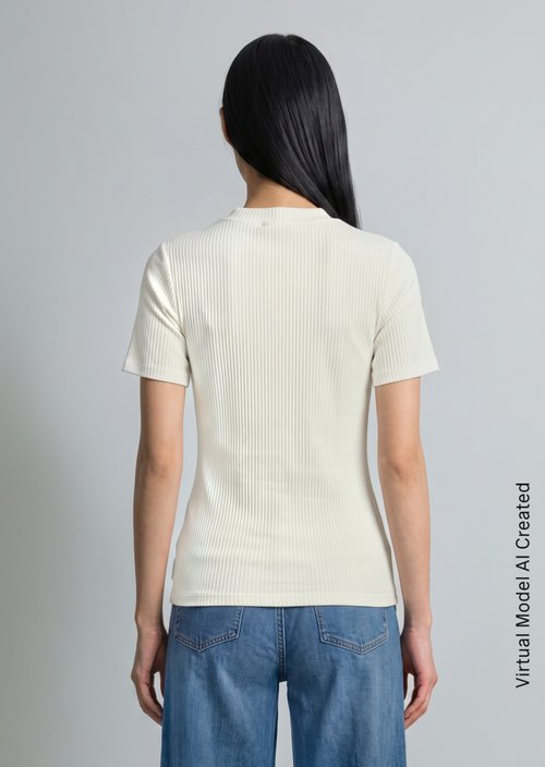 Ribbed jersey T-shirt slim — Silky White