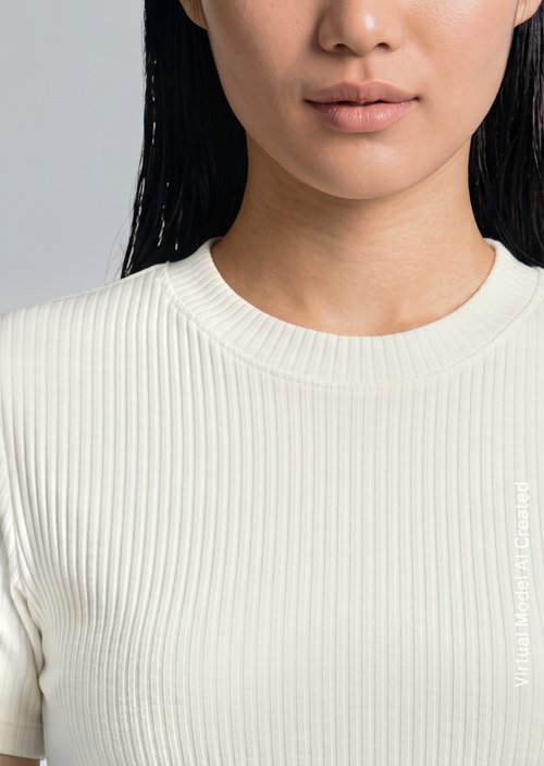 Ribbed jersey T-shirt slim — Silky White