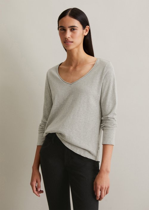 Marc O'Polo Longsleeve regular, Dames, grijs, M, 100% Katoen