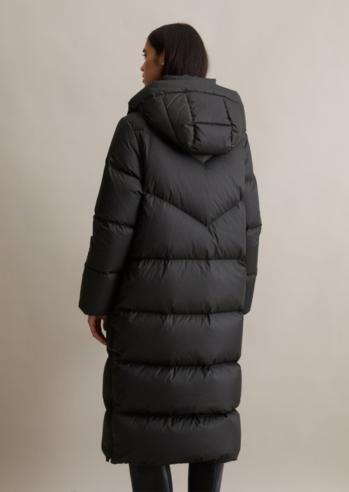 Down puffer coat with hood relaxed — Black (alternate view)