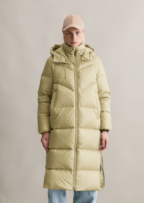 Down puffer coat with hood relaxed — Artichoke Leaf