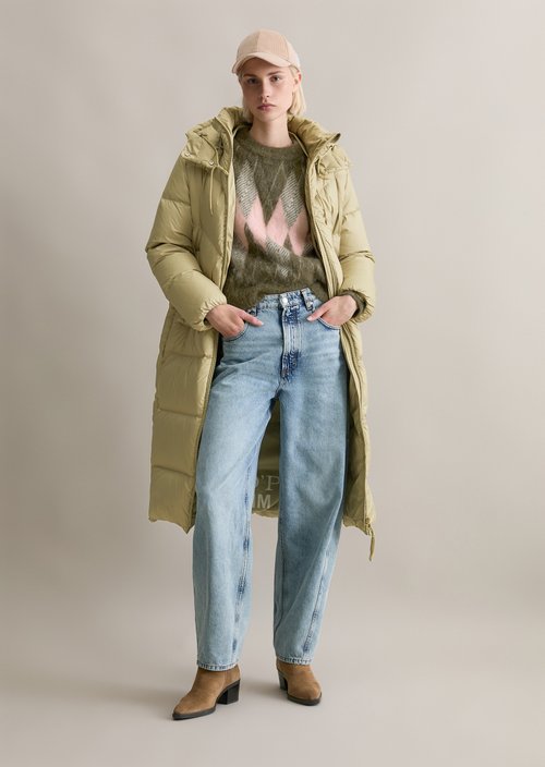 Down puffer coat with hood relaxed — Artichoke Leaf
